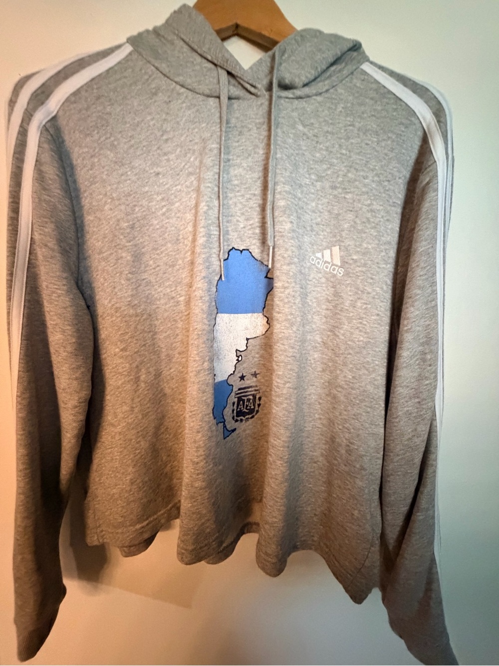 Adidas Women’s Gray Cropped Argentina National Soccer Team Hoodie